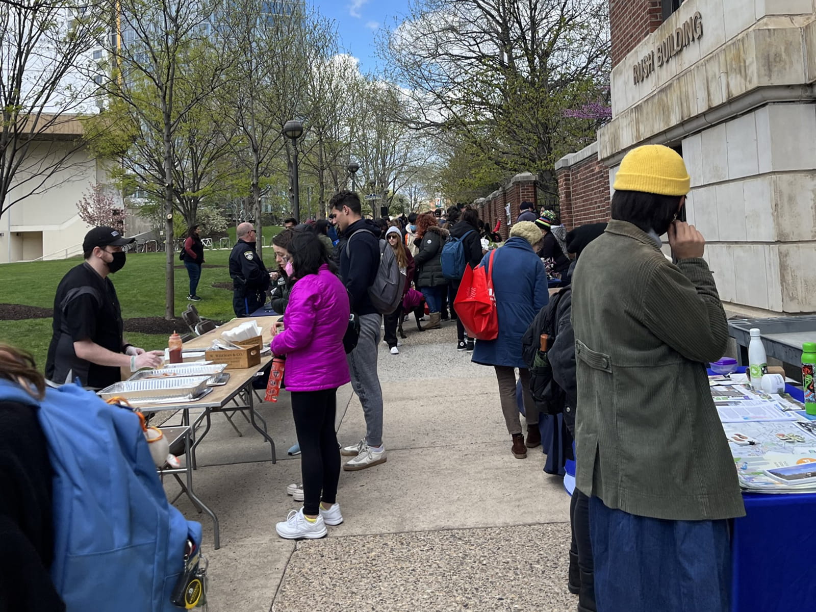 EarthFest participants gathered at tables on Lancaster Walk.