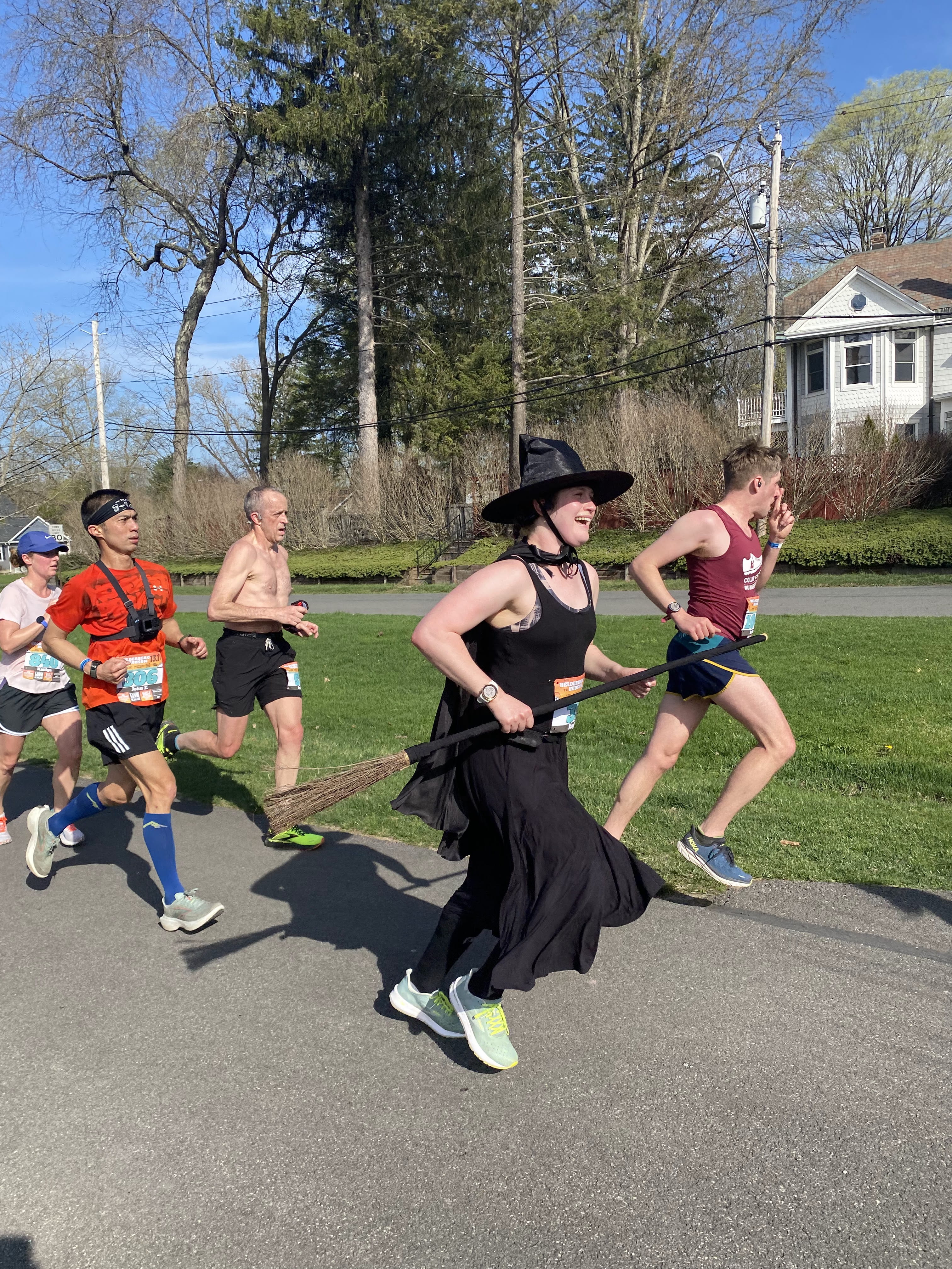 Kaytie Innamorati in her witch costume mid race