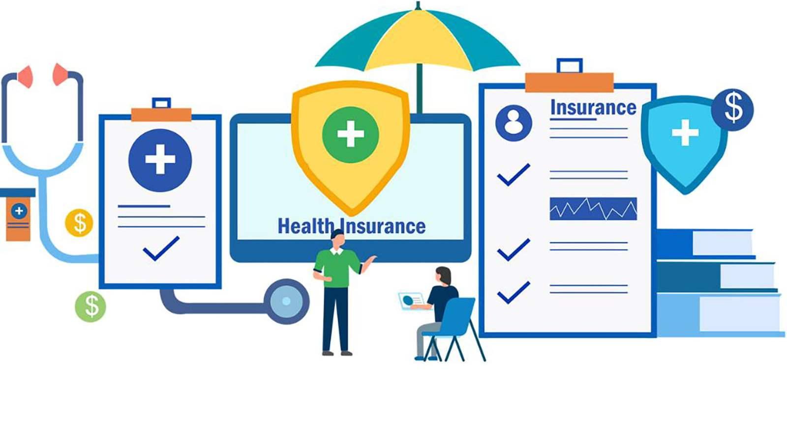 Animated images of health and insurance related graphics