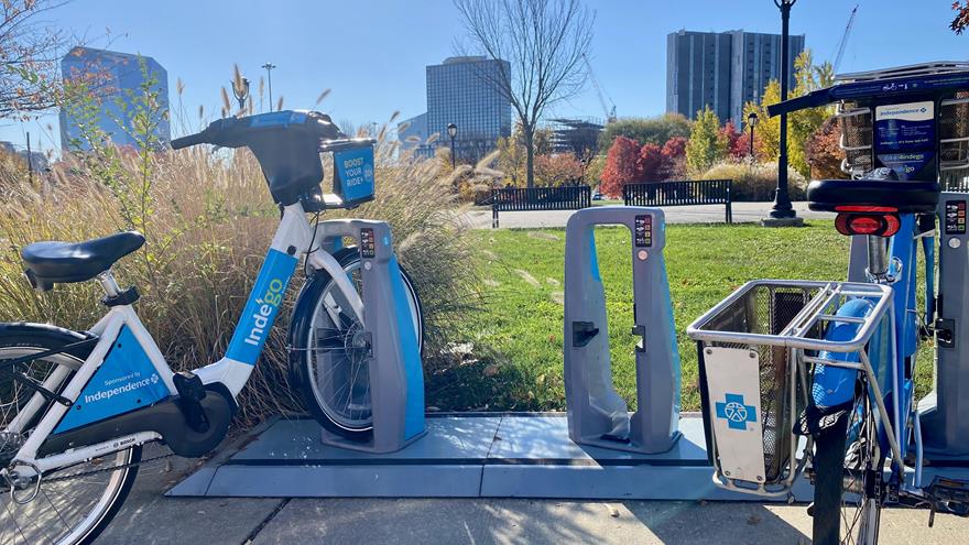 The bikeshare station at Drexel Park