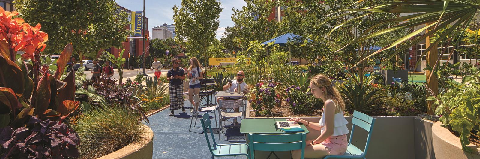 Student studying at Gateway Garden